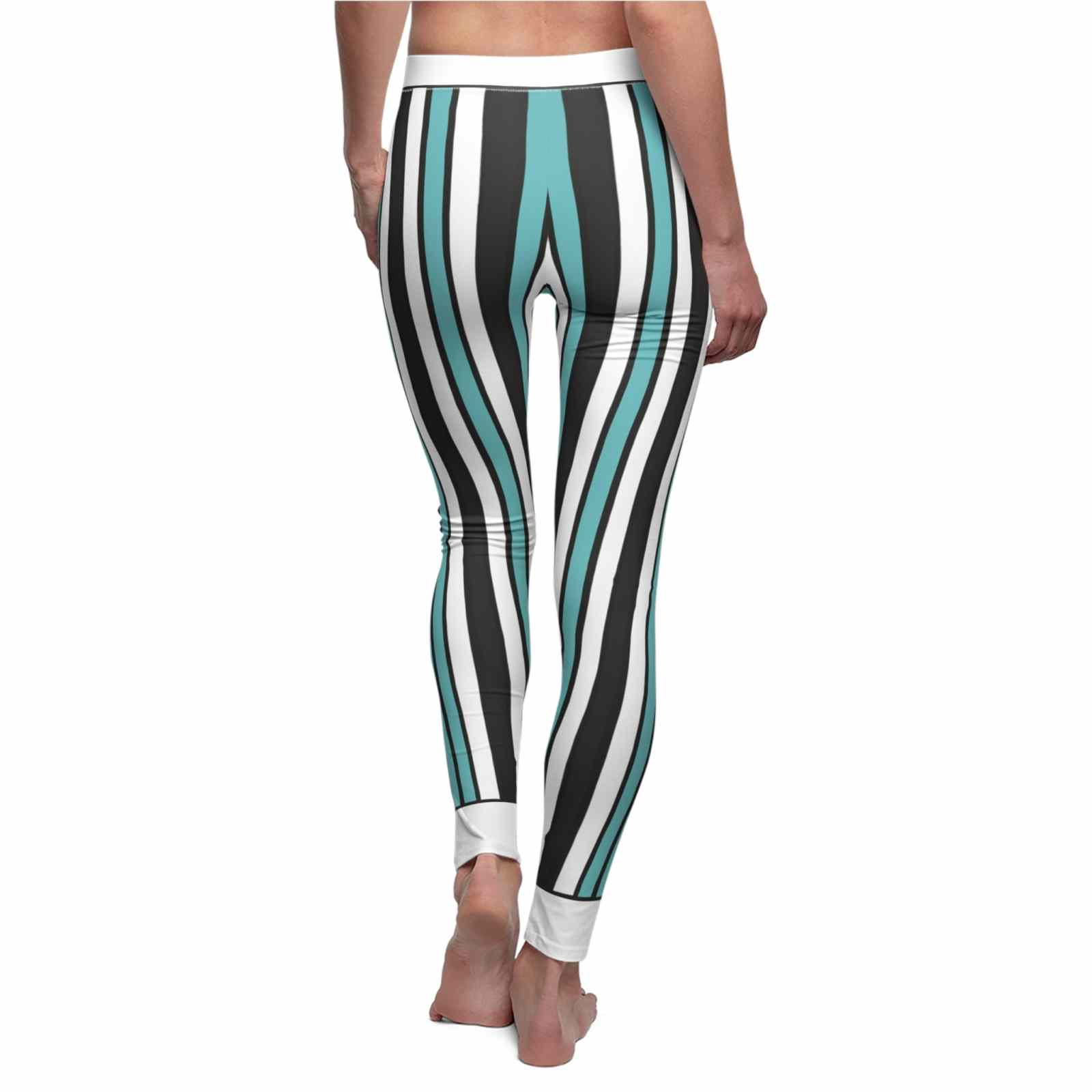 Women's Casual Striped Leggings, Trendy Yoga Pants, Fitness Wear, Lounge Pants, Activewear for Women. Presenting a chic back view, these designer leggings are made for those who embrace an active lifestyle. The high-waist design promotes a flattering fit, while the squat-proof and seamless construction enhances movement. Enjoy the freedom of 4-way stretch and compression in these gym leggings, perfectly suited for athleisure styles.