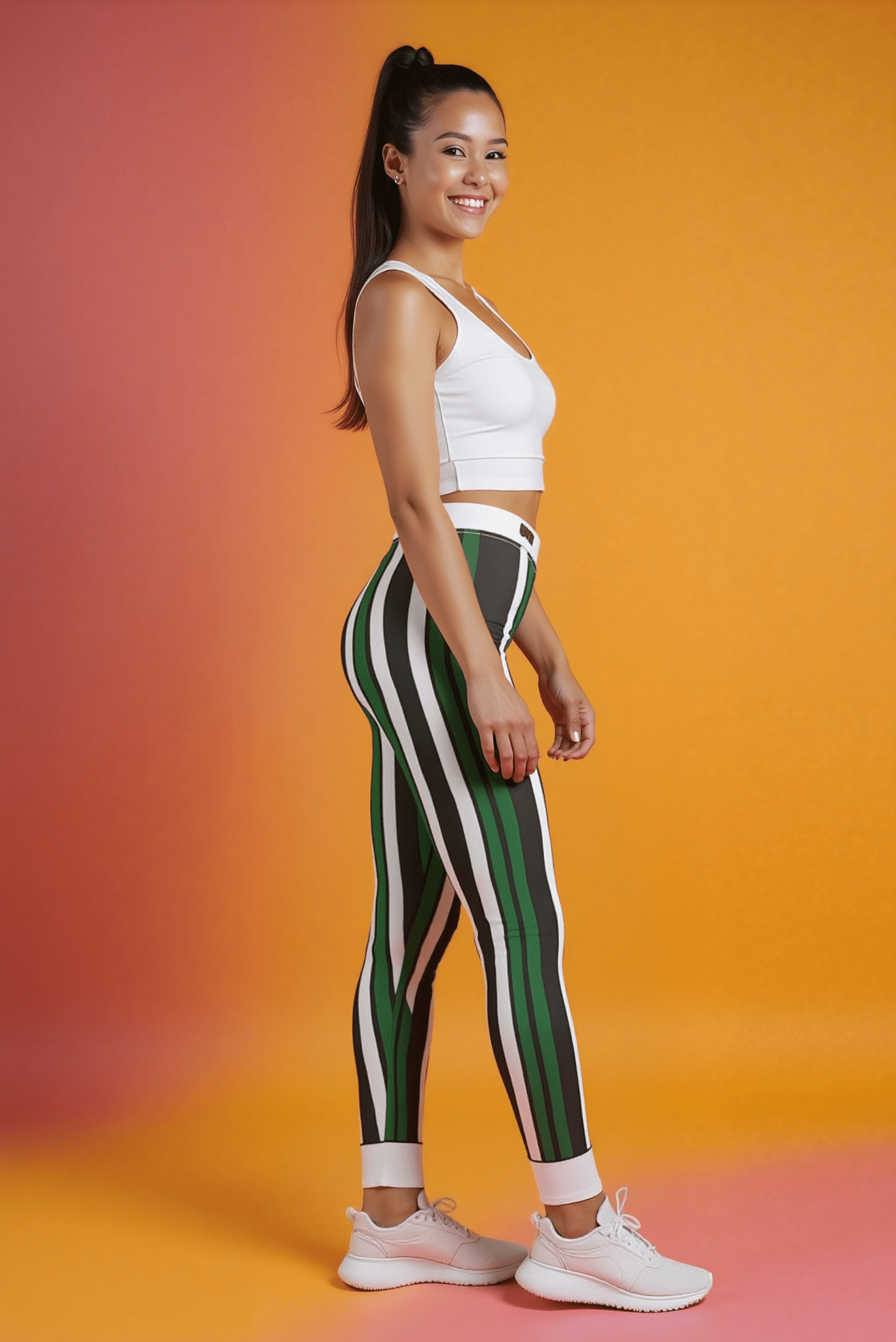 Chic Striped Leggings for Women, Casual Wear, Activewear, Yoga Pants, Trendy Loungewear, Everyday Comfort, Fashionable Athleisure - Studio Nowhere All Over Prints