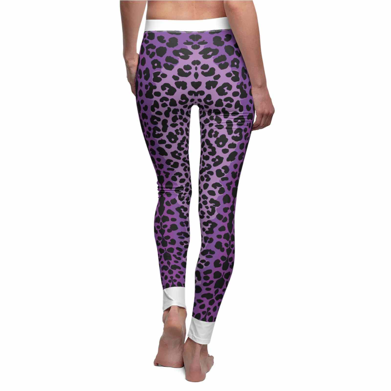 Purple Leopard Print Casual Leggings, Trendy Activewear, Animal Print Trousers, Women's Fitness Gear, Stylish Loungewear - Studio Nowhere All Over Prints