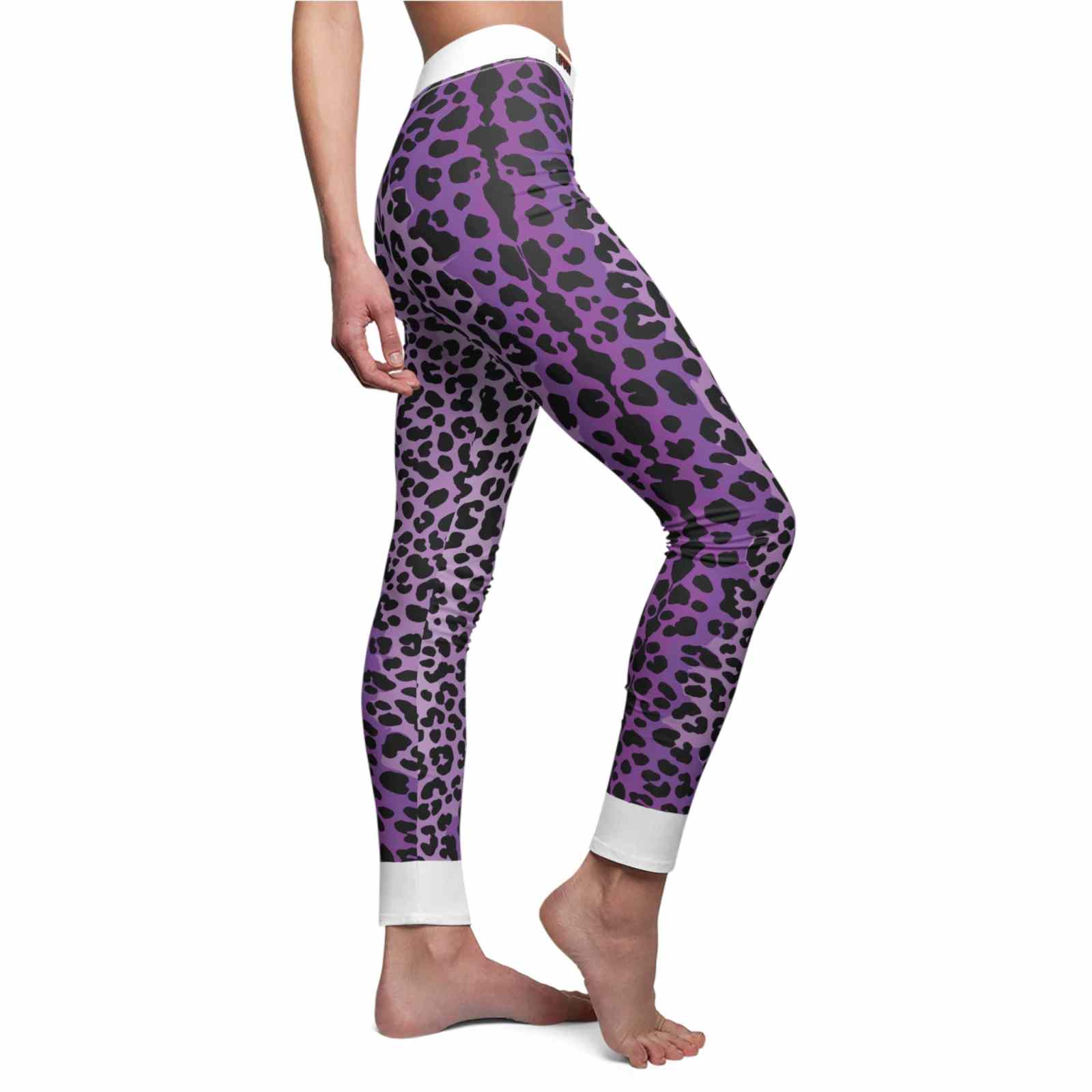 Purple Leopard Print Casual Leggings, Trendy Activewear, Animal Print Trousers, Women's Fitness Gear, Stylish Loungewear - Studio Nowhere All Over Prints
