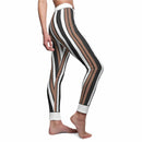 Stylish Striped Women's Leggings featuring a trendy design, showcasing high-waist and seamless construction. Perfect for workouts, these statement leggings are ideal for athleisure and everyday wear. Enjoy the sport-luxe vibe with squat-proof, 4-way stretch comfort, making them the ultimate gym leggings by Printify.