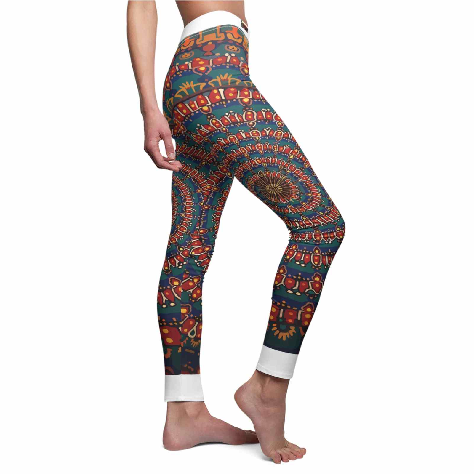 Colorful Bohemian Leggings for Everyday Comfort, Stylish Activewear, Unique Gift Ideas, Festival Wear, Cozy Loungewear showcasing a vibrant design. Perfect for the stylish individual, these statement leggings feature a high-waist and seamless design, making them ideal as squat-proof, 4-way stretch leggings for all activities. Designed for both comfort and performance, these designer leggings are great for gym sessions or as part of your athleisure outfit.