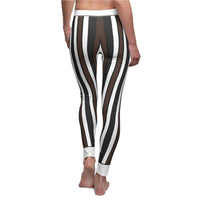 Chic Striped Casual Leggings - Stylish Activewear featuring a fashionable striped design, perfect for yoga or casual outings. These statement leggings are crafted by a designer, incorporating a sport-luxe style with a comfortable high-waist design. Ideal for all activities, they are squat-proof and provide 4-way stretch, making them excellent compression leggings. The seamless construction ensures a flattering fit for gym enthusiasts, while also serving as stylish athleisure leggings for everyday wear.