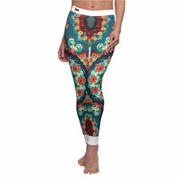 Close-up of Bohemian Patterned Casual Leggings highlighting intricate design details, ideal for stylish workouts.