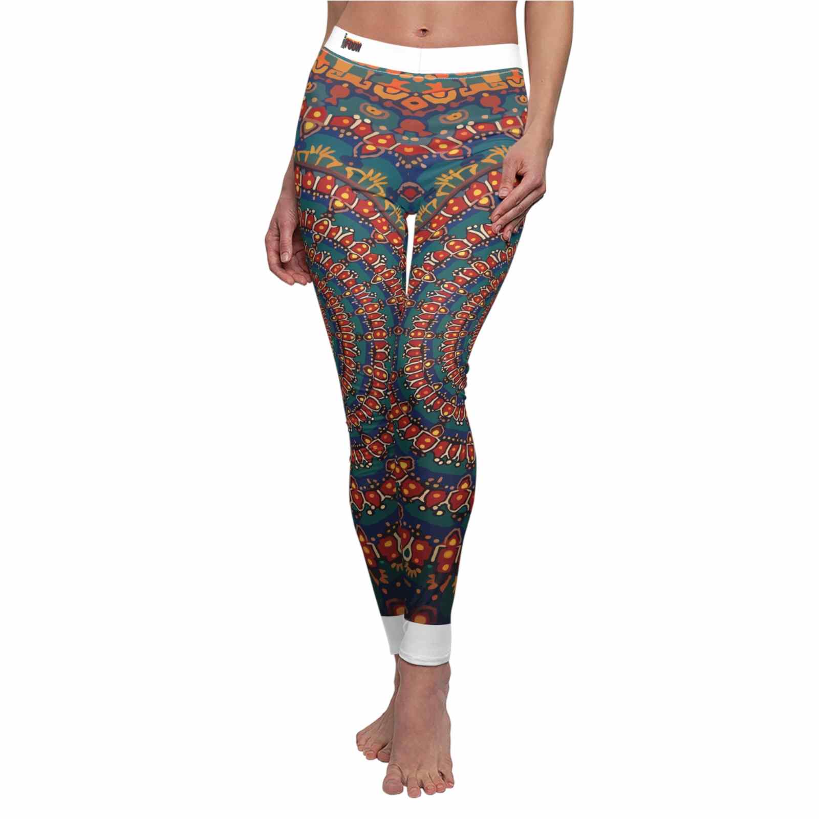 Colorful Bohemian Designer Leggings, High Waist, Sustainable Activewear for Yoga and Festivals
