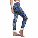Close-up side view of Blue Leopard Print Leggings for Women that combine style and comfort for fitness, yoga, and casual athleisure wear.