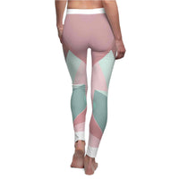 Stylish Women's Casual Leggings presented from the back, highlighting a trendy AOP design. These high-waist designer leggings are made for a sport-luxe vibe and include features like squat-proof technology, 4-way stretch, and compression fit for optimal support. Ideal for both workouts and everyday wear, these seamless gym leggings redefine athleisure fashion.