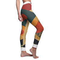 Side view of Artistic Women's Casual Leggings showcasing a vibrant and unique print design, ideal for fashion-forward athletic wear.