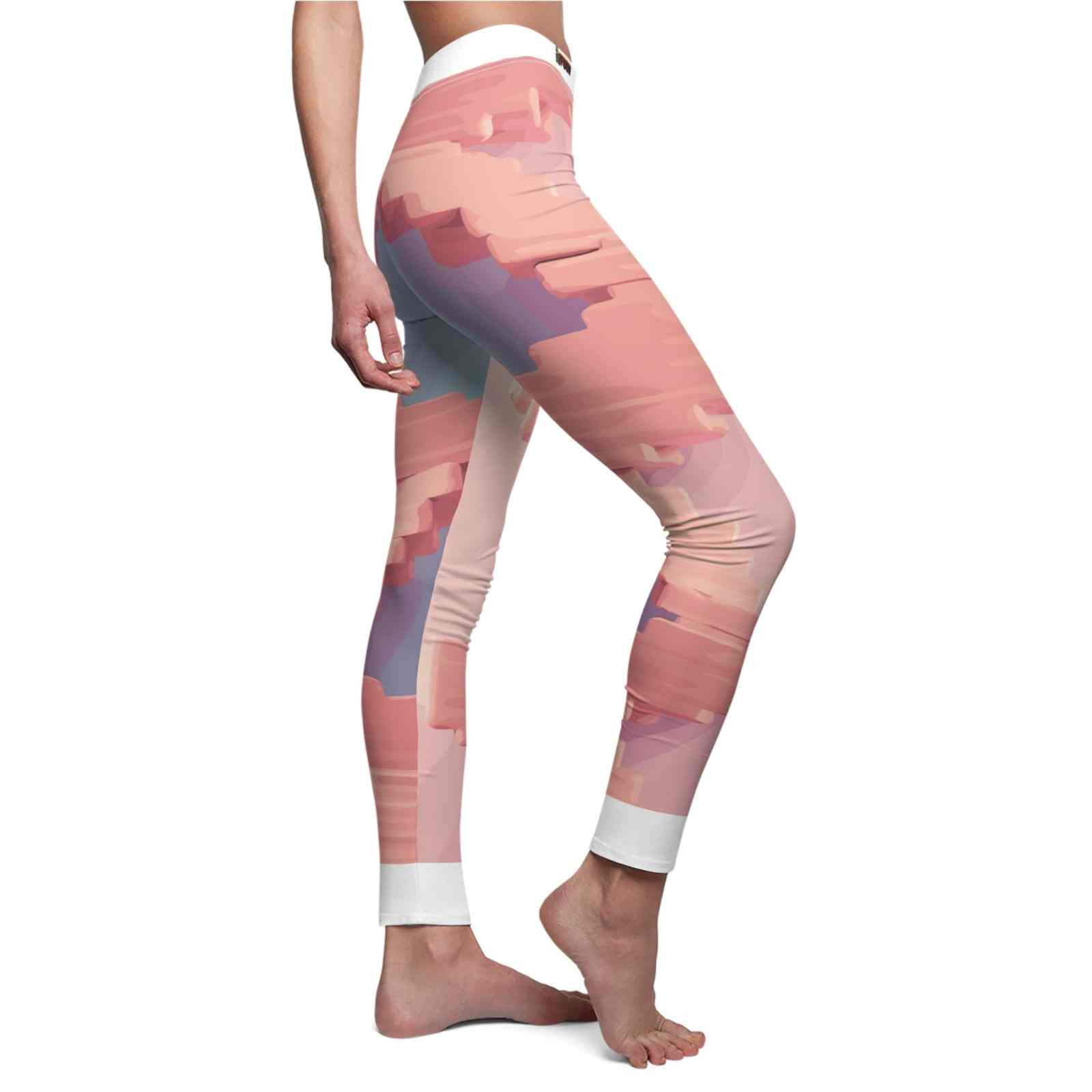 Chic Women's Casual Leggings showcased in a close-up side view highlighting the unique design. Made with high-quality materials, these designer leggings are high-waist and perfect for an active lifestyle. Their squat-proof and 4-way stretch capabilities ensure comfort and flexibility during workouts or casual outings, making them essential athleisure leggings.
