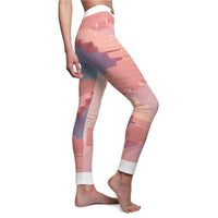 Chic Women's Casual Leggings showcased in a close-up side view highlighting the unique design. Made with high-quality materials, these designer leggings are high-waist and perfect for an active lifestyle. Their squat-proof and 4-way stretch capabilities ensure comfort and flexibility during workouts or casual outings, making them essential athleisure leggings.