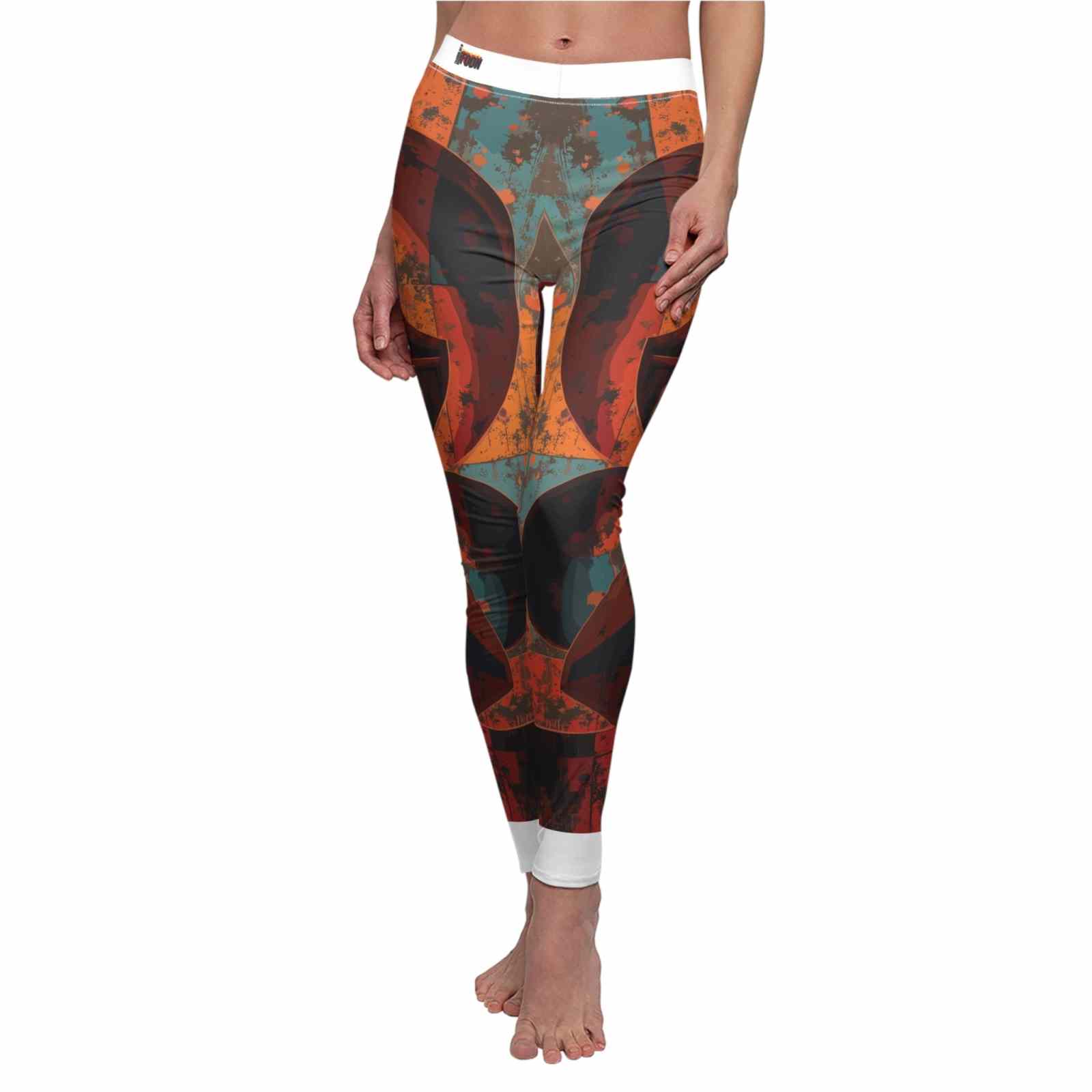 Close-up of Bohemian Printed Leggings, featuring an intricate art design, perfect for yoga, comfortable wear, and as a thoughtful gift.