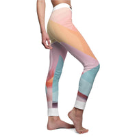 Women's Casual Leggings with Abstract Design – Trendy Yoga Pants, Comfortable Lounge Wear, Fashionable Activewear. Displaying the back view of the leggings on a model.