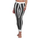 Chic Striped Casual Leggings featuring a stylish black and white design. These designer leggings offer a high-waist fit and are perfect for a sporty yet luxe look. Ideal as squat-proof, compression, and seamless leggings, they provide 4-way stretch for maximum comfort. Great for gym sessions or athleisure wear, these leggings make a fashionable statement.