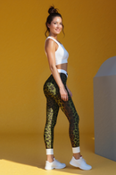 Side view of Stylish Women's Leopard Print Leggings, showcasing their designer look and high-waist fit. These gym leggings are made for performance with features like squat-proof technology and seamless design, perfect for stylish workouts or casual lounging.