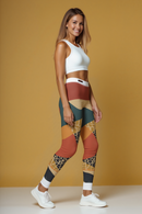 Model wearing Artistic Women's Casual Leggings featuring an artistic design, paired with a simple top, emphasizing comfort and style for casual wear.