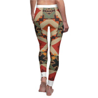 Back view of the Trendy Printed Leggings showing a stunning artistic pattern by designer Christofffe. Engineered for performance, these sport-luxe leggings offer maximum comfort with their high-waist design. Experience the benefits of compression and 4-way stretch, making them perfect for any workout. These seamless, squat-proof gym leggings are a must-have for stylish athleisure wear.
