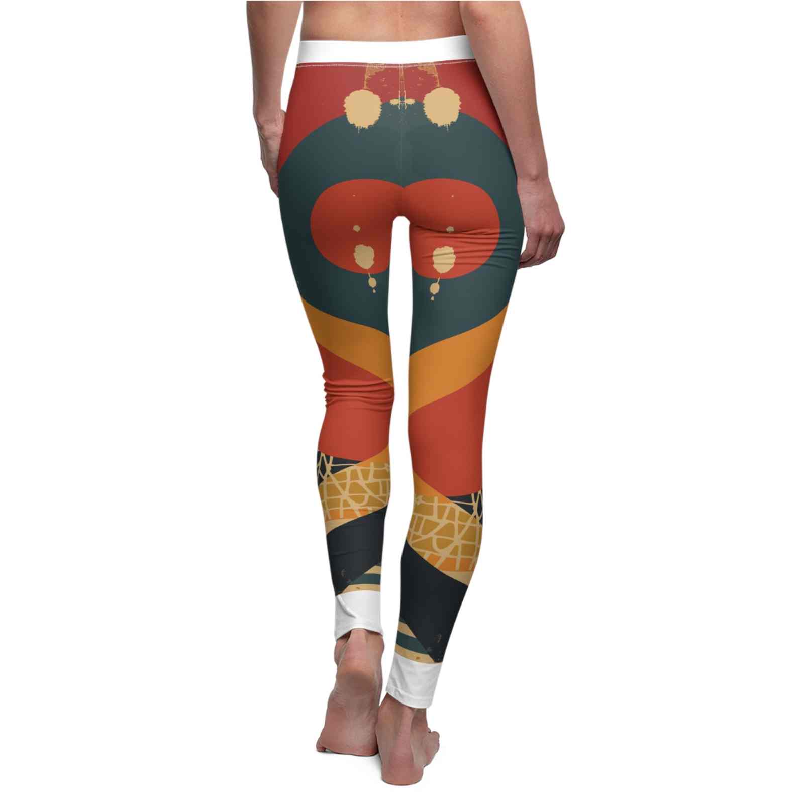 Artistic Women's Casual Leggings from the back, featuring a colorful and unique design, perfect for stylish athletic wear and comfort.