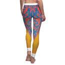 Back side of a model showcasing vibrant Women's Casual Leggings with a beautiful floral pattern, providing both style and functionality. These high-waist leggings are compression fit and gym-ready, ideal for athleisure and active lifestyles.