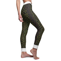 Close-up of Stylish Women's Leopard Print Leggings featuring high-waist design and unique leopard print pattern. These seamless leggings are perfect for gym workouts, offering squat-proof comfort and a stylish designer touch for the ultimate athleisure look.
