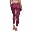 Women's Pink Leopard Print Leggings, Stylish Athleisure Wear, Casual Fitness Pants, Trendy Everyday Leggings, Gift for Active Women - Rear view of the stylish pink leopard print leggings that are both trendy and functional. These seamless leggings offer excellent squat-proof quality and make a bold athleisure statement, designed for active women.
