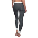 Stylish Women's Casual Leggings from Printify, showcasing a comfortable activewear design perfect for yoga, running, and leisure. The leggings feature a dark color with white contrast stitching for a fashionable look.