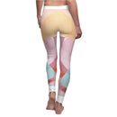 Back view of Women's Casual Leggings with Abstract Design – Trendy Yoga Pants featuring colorful pastel patterns, perfect for comfortable lounge wear and fashionable activewear.