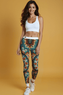 Stylish model showcasing Bohemian Patterned Casual Leggings, trendy activewear perfect for yoga and workouts.