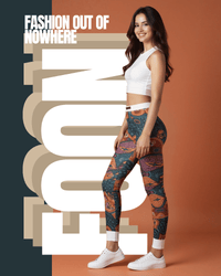 Casual leggings with vibrant mandala design worn by a model, stylishly showcasing comfortable fitness wear for active living.