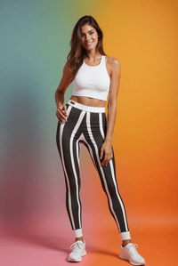 Chic Striped Casual Leggings for Women, Stylish Athleisure Pants, Comfy Workout Leggings, Trendy Fashion Leggings, Perfect for Yoga or [...] - Studio Nowhere All Over Prints