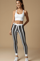 Chic Striped Casual Leggings, Stylish Activewear, Comfortable Lounge Pants, Unique Workout Leggings, Trendy Fashion, Gift for Her - Studio Nowhere All Over Prints