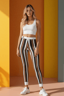 Stylish Striped Women's Leggings, Casual Wear, Comfortable Athleisure, Trendy Fitness, Perfect for Workouts, Fashionable Loungewear - Studio Nowhere All Over Prints