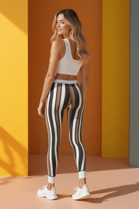 Stylish Striped Women's Leggings, Casual Wear, Comfortable Athleisure, Trendy Fitness, Perfect for Workouts, Fashionable Loungewear - Studio Nowhere All Over Prints