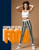 Stylish Women's Cut & Sew Casual Leggings - Striped Dark Olive Green and Black Activewear, Yoga Pants, Lounge Wear, Fitness Apparel, Fashion Tights - Studio Nowhere All Over Prints