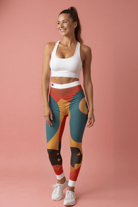 Vibrant Women's Casual Leggings displayed on a model, emphasizing bold art print and comfortable fit, ideal for yoga, workouts, or lounging.
