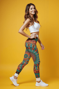 Women's Boho Patterned Leggings - Casual Chic Activewear, Yoga Leggings, Fitness Pants, Spring Fashion, Gift for Her - Studio Nowhere All Over Prints